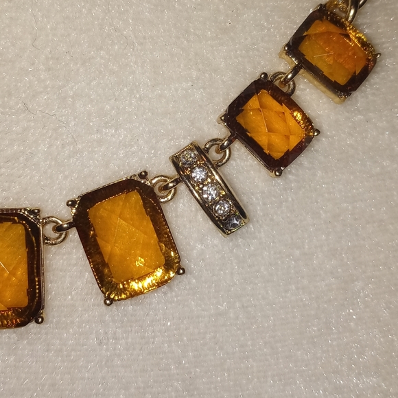 AVAILABLE -Anne Klien gold tone necklace with Brown crystal stones. - Picture 3 of 5